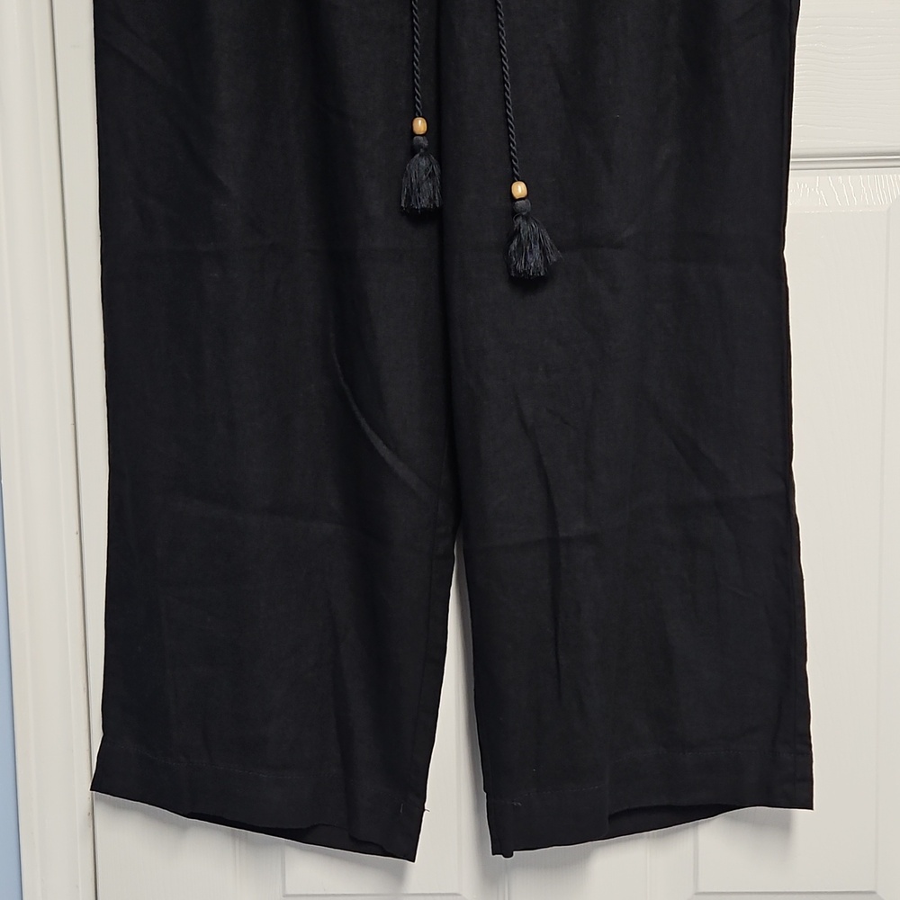 Westbound Linen Blend Mid Rise Straight Leg Lightweight Pant: Black: Size- 2X - Picture 4 of 13